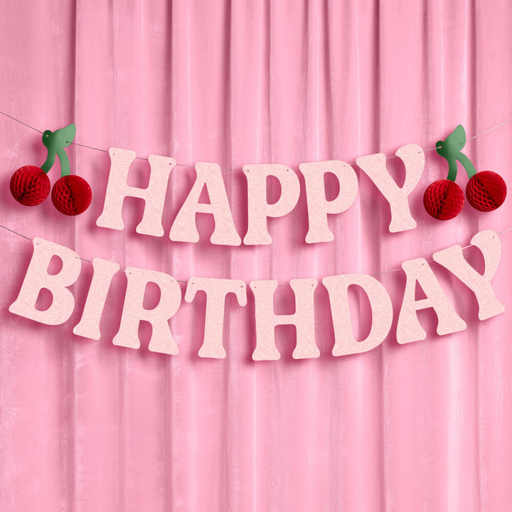 Cherry Bday Banner - 3D glitter banner xo, Fetti Banners Cherry Bday Banner - 3D glitter banner Bonjour Fete - Party Supplies