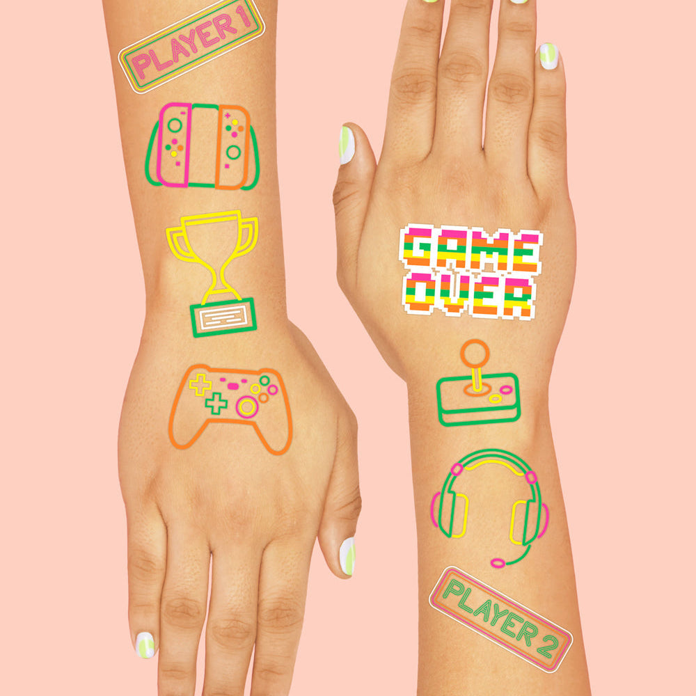 Neon Gamer Temporary Tattoos