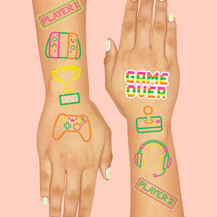 Neon Gamer Temporary Tattoos