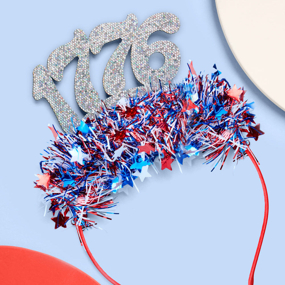 America 250 Headband - patriotic tinsel headband xo, Fetti party headband America 250 Headband - patriotic tinsel headband Bonjour Fete - Party Supplies