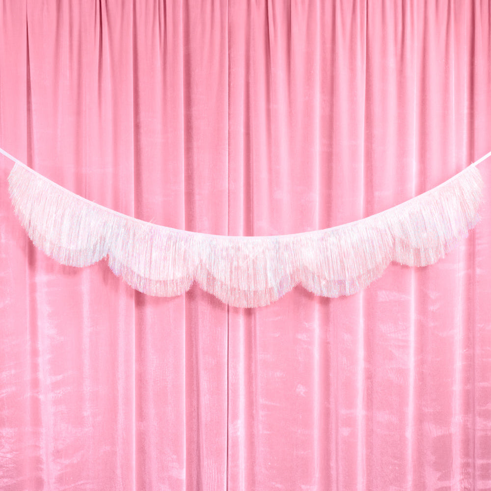 Iridescent Scallop Fringe - layered tinsel banner xo, Fetti Banners Iridescent Scallop Fringe - layered tinsel banner Bonjour Fete - Party Supplies
