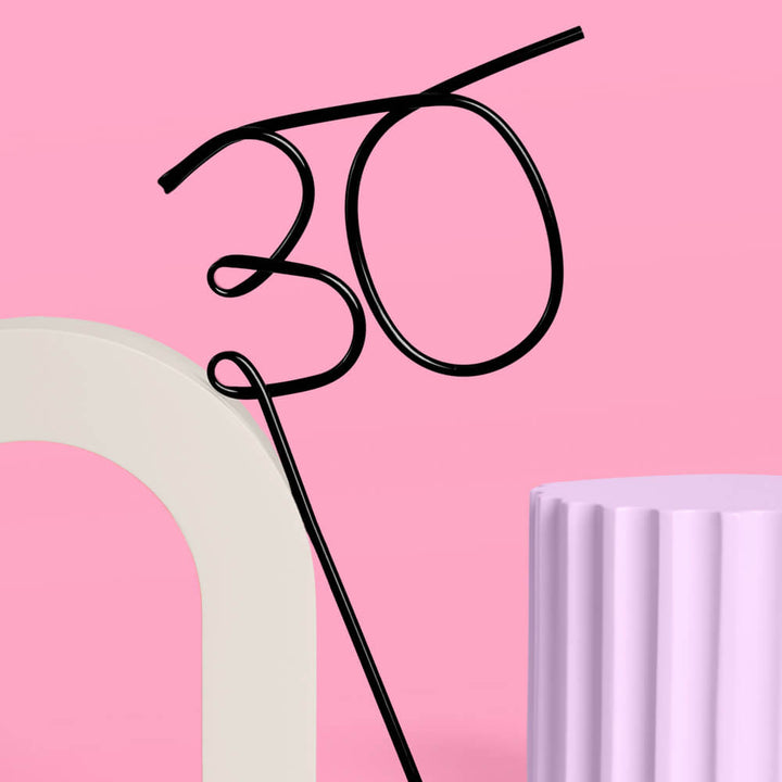 30 XL Straw - XL matte black straw xo, Fetti xo, Fetti Collective 30 XL Straw - XL matte black straw Bonjour Fete - Party Supplies