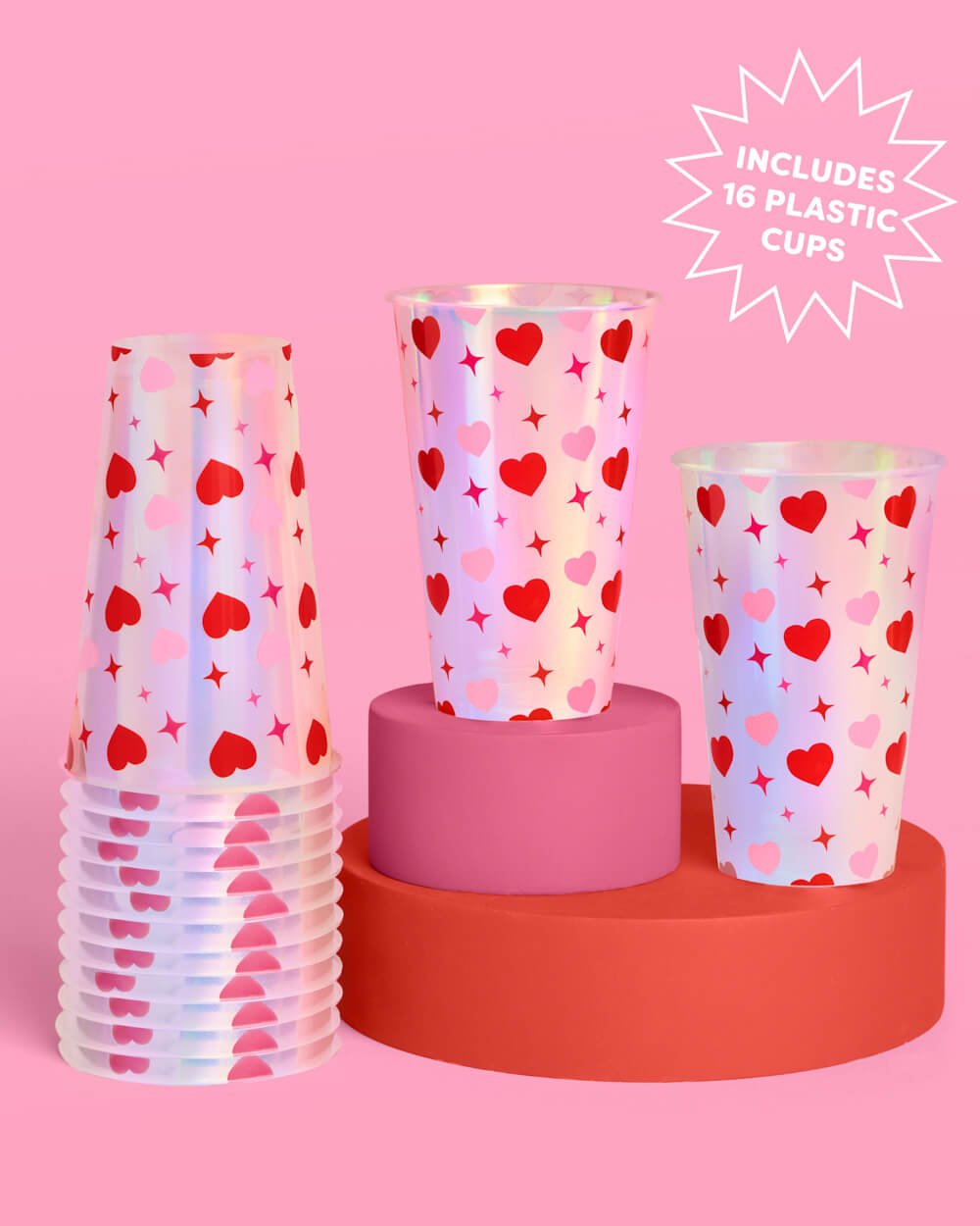 Lucky in Love Heart Iridescent Party Cups