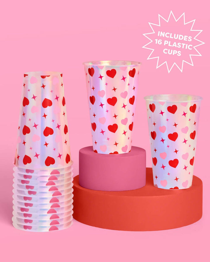 Lucky in Love Heart Iridescent Party Cups