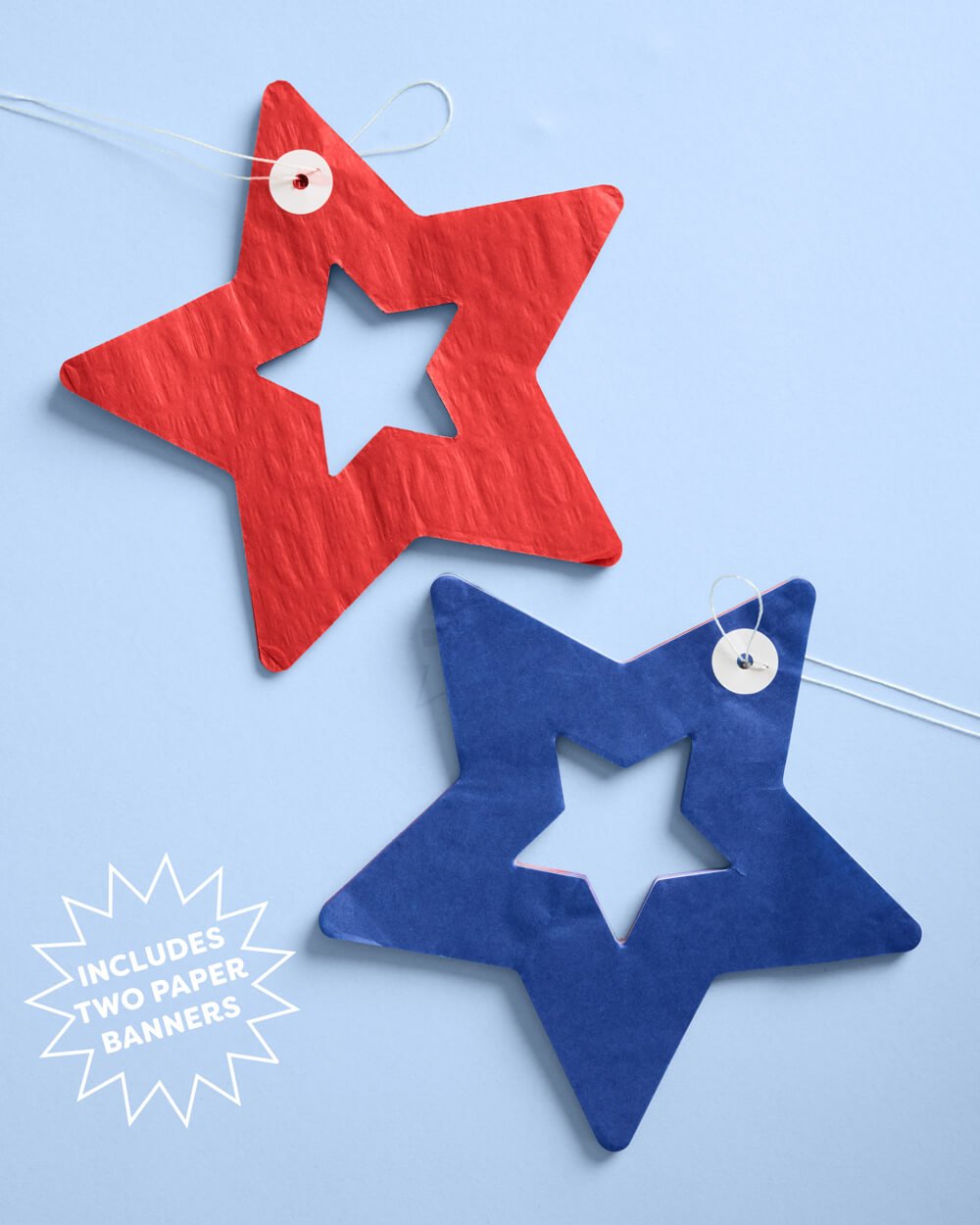 Star Spangled Paper Star Banners, Set of 2