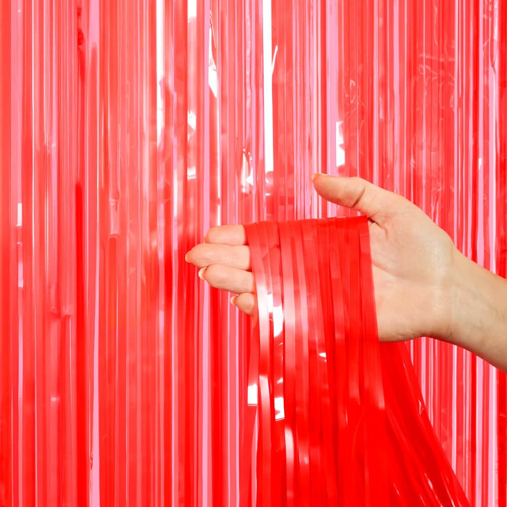 Cherry Red Curtain - set of 2 curtains xo, Fetti foil curtain Cherry Red Curtain - set of 2 curtains Bonjour Fete - Party Supplies