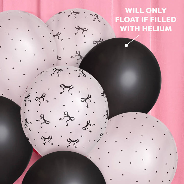Little Black Bow Pack - 24 latex balloons xo, Fetti Balloons Little Black Bow Pack - 24 latex balloons Bonjour Fete - Party Supplies