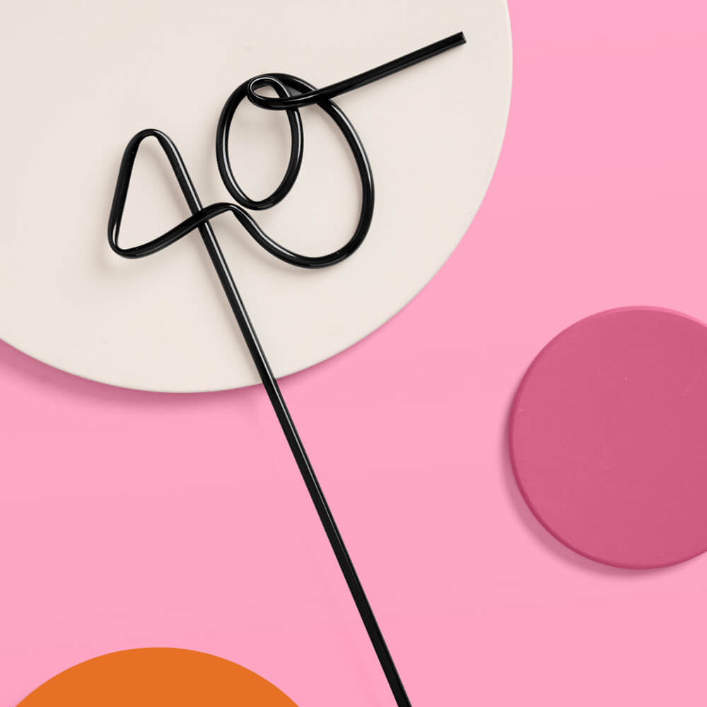 40 XL Straw - matte black straw xo, Fetti straw 40 XL Straw - matte black straw Bonjour Fete - Party Supplies