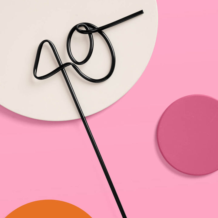 40 XL Straw - matte black straw xo, Fetti straw 40 XL Straw - matte black straw Bonjour Fete - Party Supplies