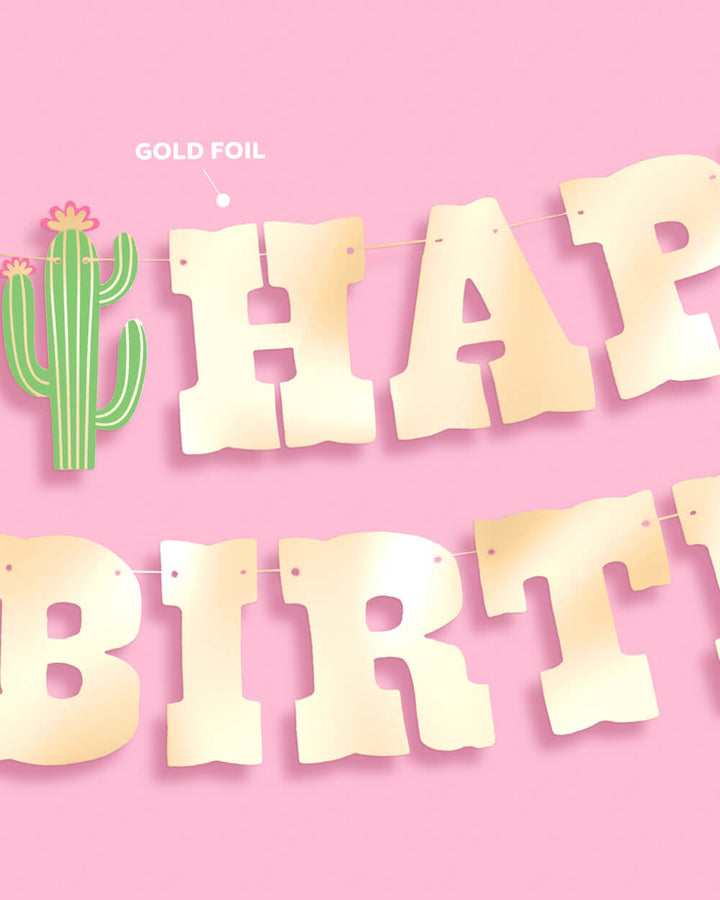 Cowgirl Gold Foil Birthday Banner