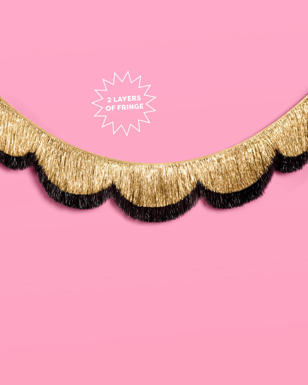 Gold & Black Scallop Fringe Banner
