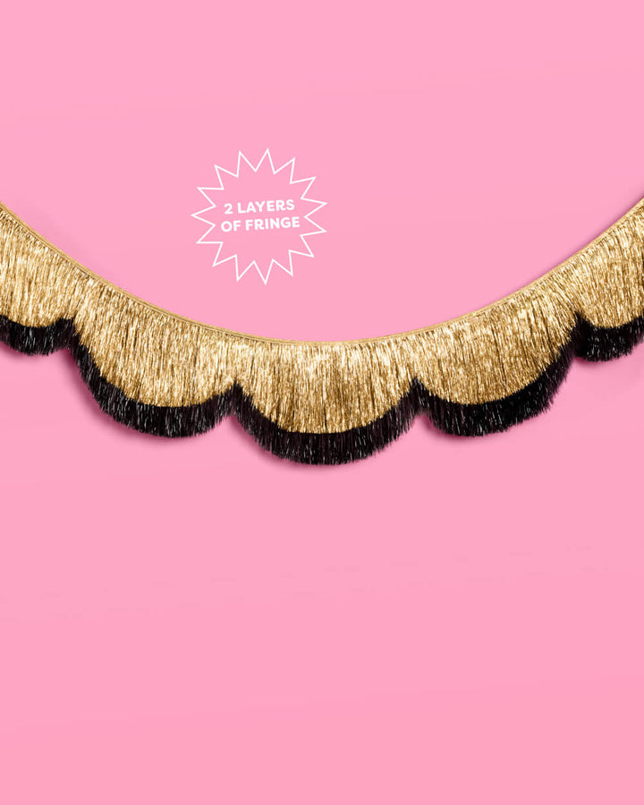 Gold & Black Scallop Fringe Banner