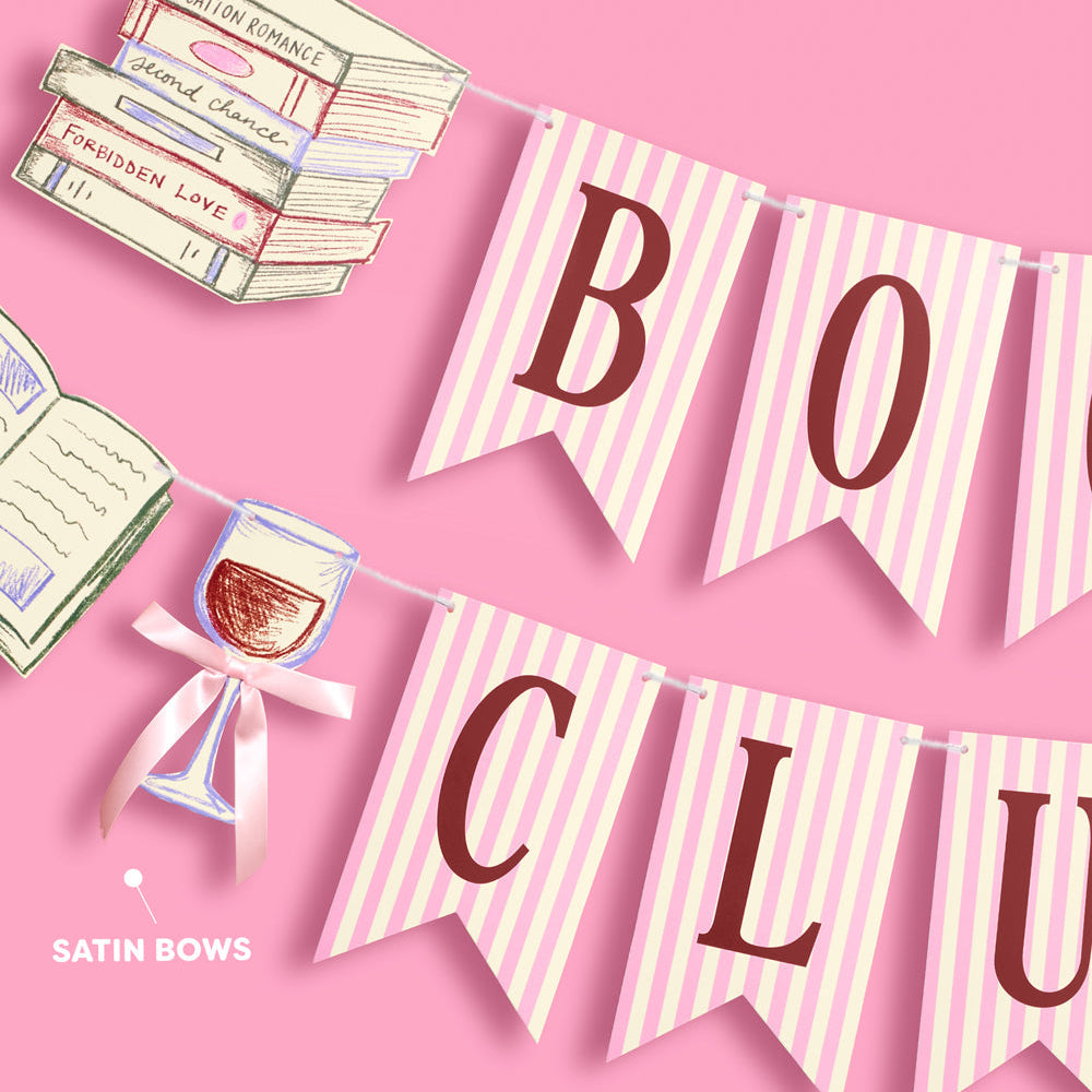 Book Club Banner - pink printed banner xo, Fetti Banners Book Club Banner - pink printed banner Bonjour Fete - Party Supplies