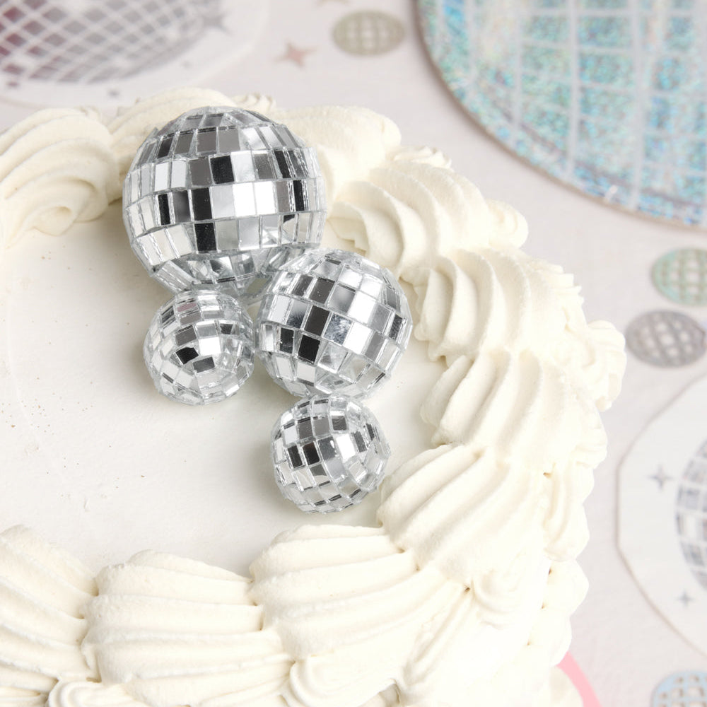 It's Disco, Baby! Topper - 4 disco ball cake toppers - Bonjour Fête 