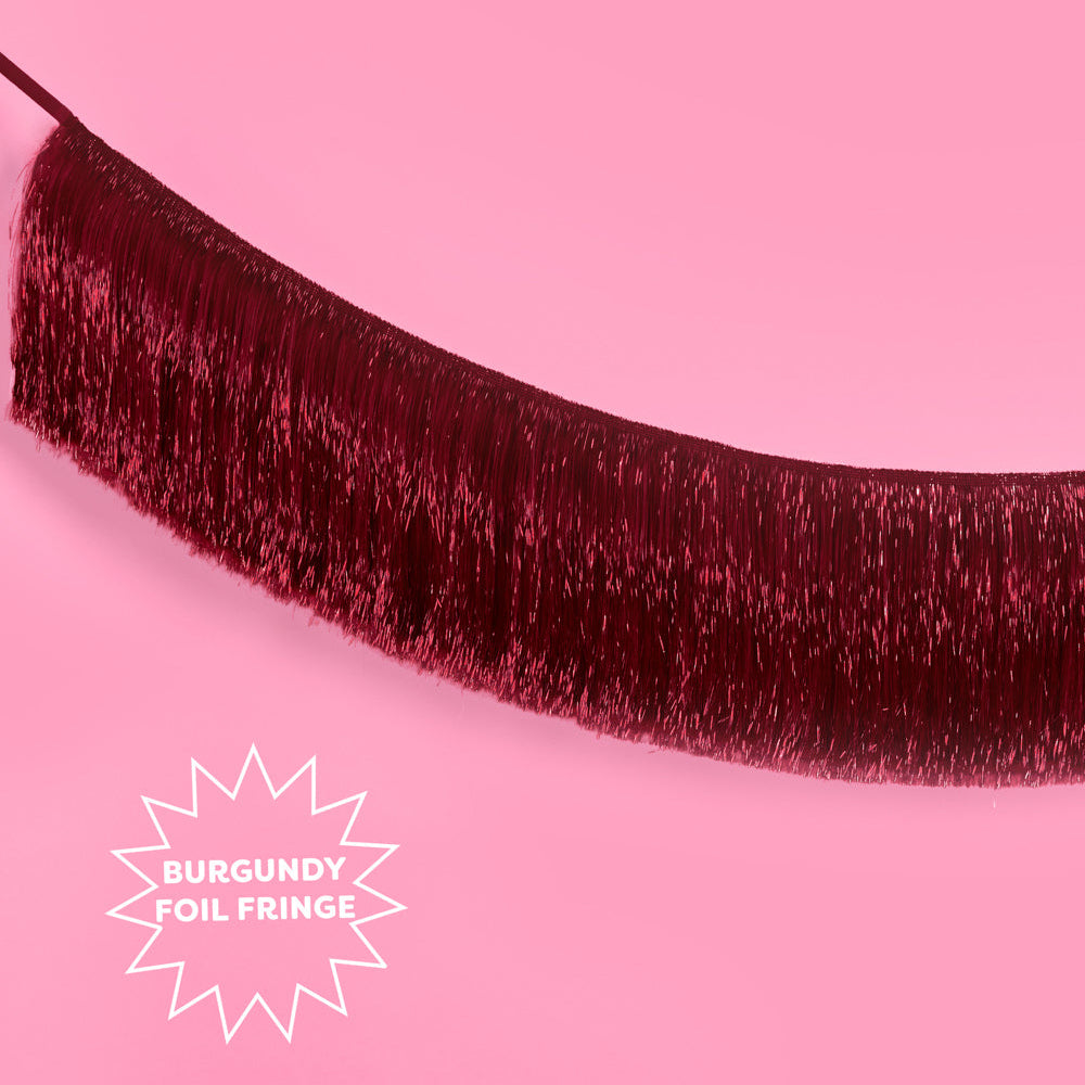 Merlot Fringe - maroon fringe banner xo, Fetti Banners Merlot Fringe - maroon fringe banner Bonjour Fete - Party Supplies