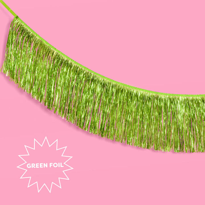 Limelight Fringe - lime green foil banner xo, Fetti xo, Fetti Collective Limelight Fringe - lime green foil banner Bonjour Fete - Party Supplies