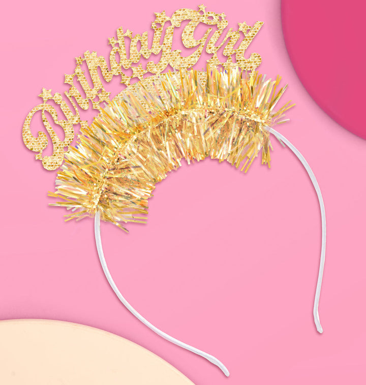 BIRTHDAY GIRL GOLD FRINGE HEADBAND xo, Fetti headband BIRTHDAY GIRL GOLD FRINGE HEADBAND Bonjour Fete - Party Supplies