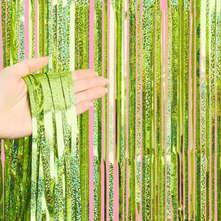 LIME GREEN FOIL CURTAINS xo, Fetti Photobooth & Signage LIME GREEN FOIL CURTAINS Bonjour Fete - Party Supplies