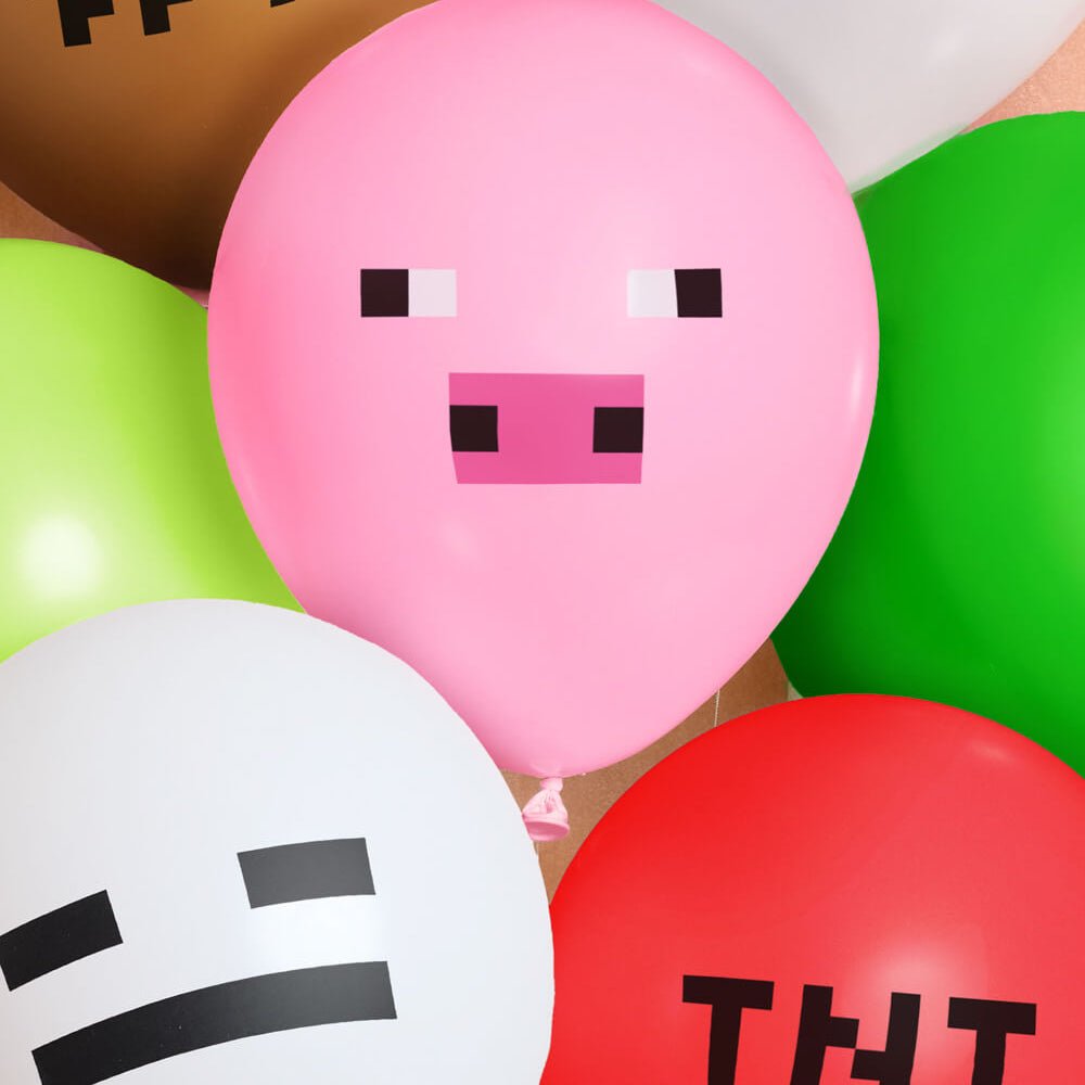 Pixel Mining Game Balloon Pack - 25 latex balloons xo, Fetti xo, Fetti Collective Pixel Mining Game Balloon Pack - 25 latex balloons Bonjour Fete - Party Supplies