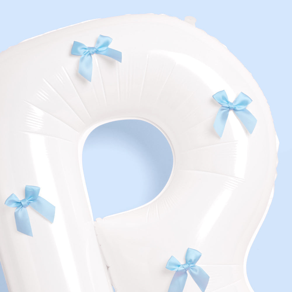 XL Bride + Bows Balloons - 40" white balloons + blue bows xo, Fetti Balloons XL Bride + Bows Balloons - 40" white balloons + blue bows Bonjour Fete - Party Supplies