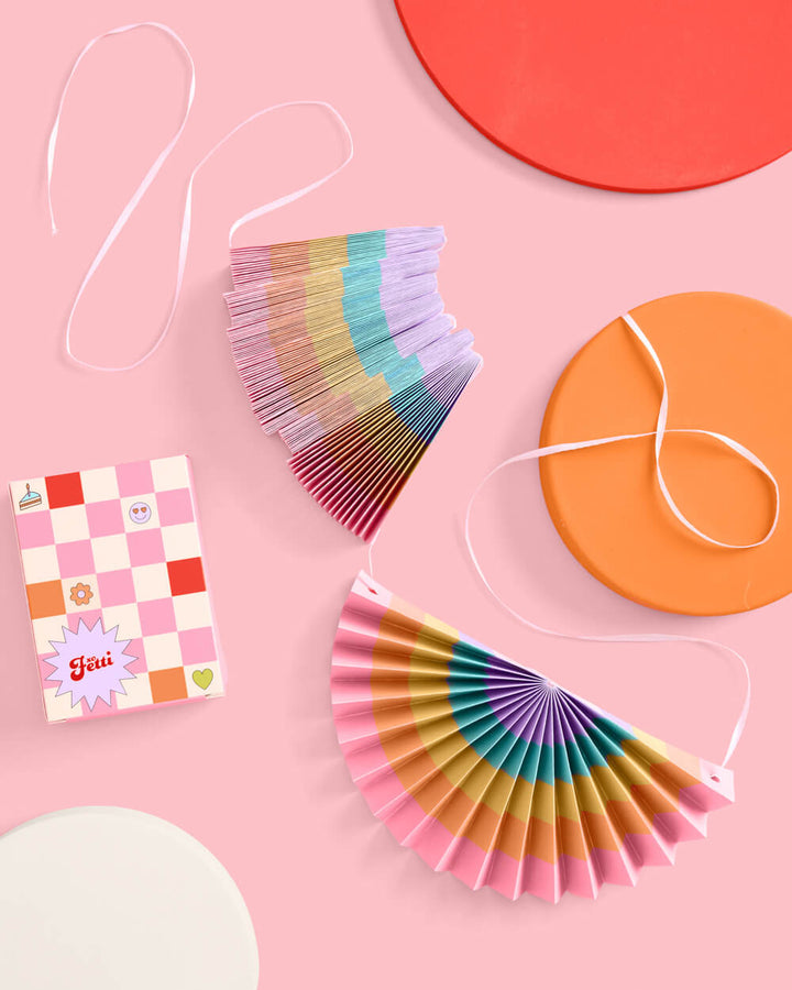 Rainbow Banner - paper fan banner xo, Fetti Banners Rainbow Banner - paper fan banner Bonjour Fete - Party Supplies
