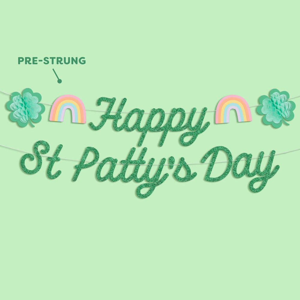 Happy St. Patty's Day Banner - 3D glitter banner xo, Fetti xo, Fetti Collective Happy St. Patty's Day Banner - 3D glitter banner Bonjour Fete - Party Supplies