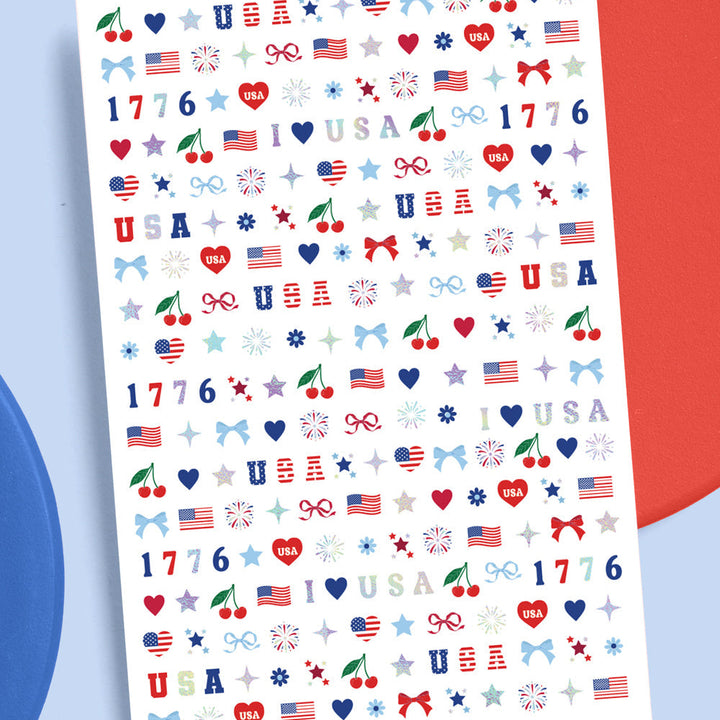 America 250 Nail Stickers - 250 nail stickers xo, Fetti nail stickers America 250 Nail Stickers - 250 nail stickers Bonjour Fete - Party Supplies
