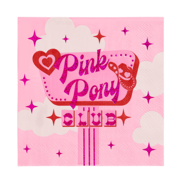 PINK PONY CLUB COCKTAIL NAPKINS xo, Fetti napkins PINK PONY CLUB COCKTAIL NAPKINS Bonjour Fete - Party Supplies