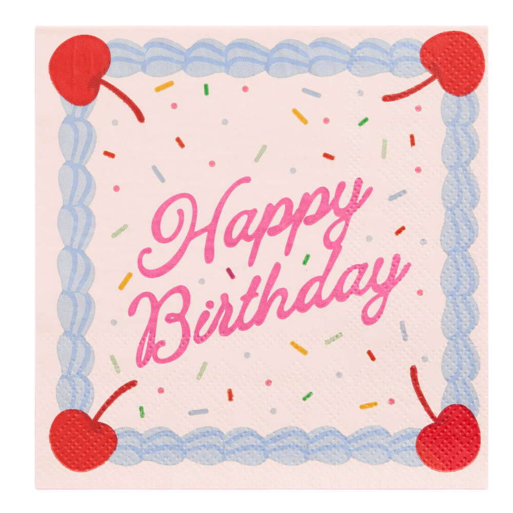 HAPPY BIRTHDAY CAKE NAPKINS xo, Fetti paper napkin HAPPY BIRTHDAY CAKE NAPKINS Bonjour Fete - Party Supplies