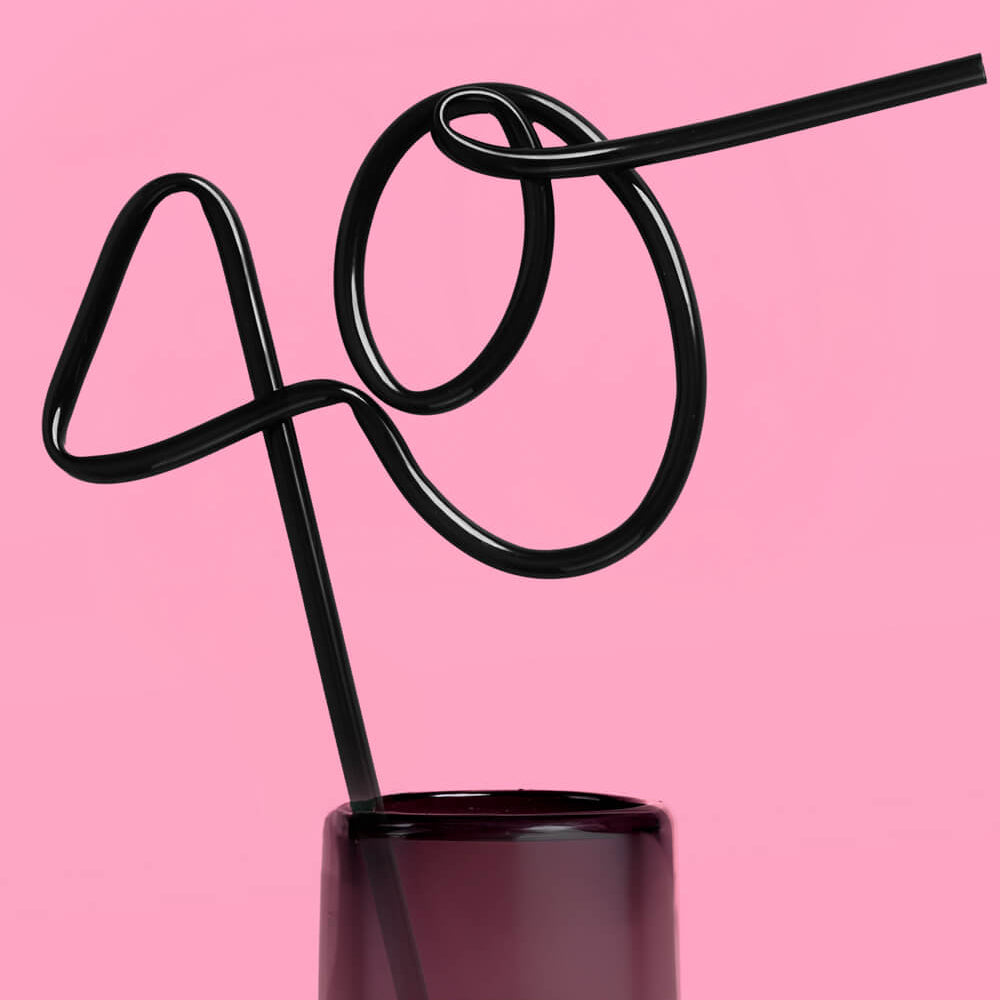 40 XL Straw - matte black straw xo, Fetti straw 40 XL Straw - matte black straw Bonjour Fete - Party Supplies