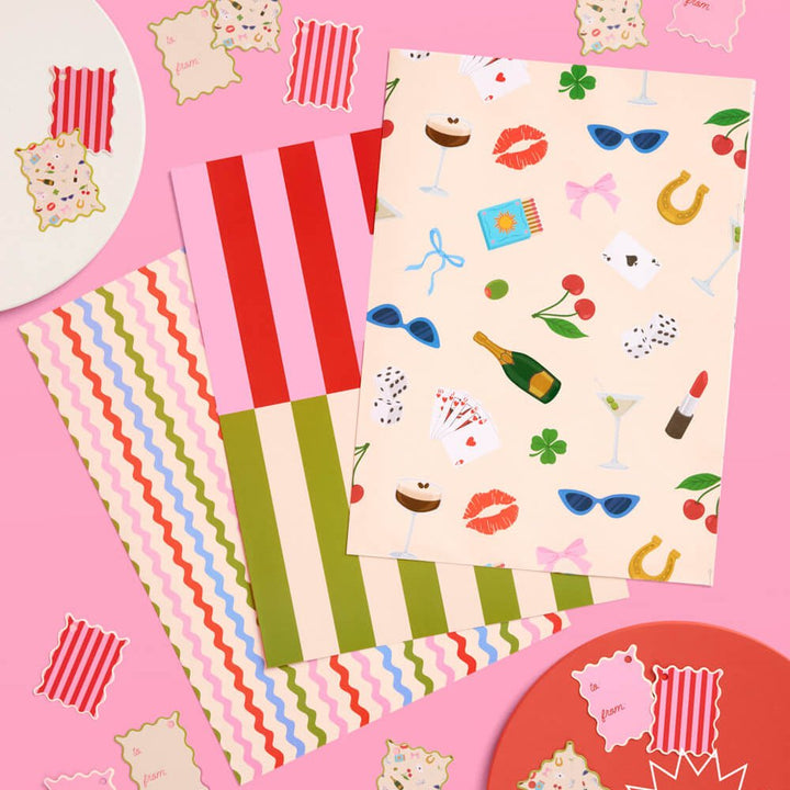 Cute Girl Wrapping Paper - 12 sheets + 16 tags