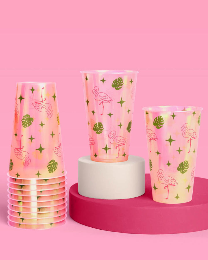 Pink Flamingo Iridescent Party Cups