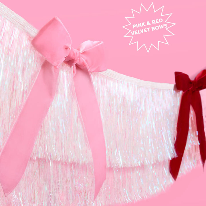 Bow Bliss Banner - layered fringe + velvet bows xo, Fetti xo, Fetti Collective Bow Bliss Banner - layered fringe + velvet bows Bonjour Fete - Party Supplies
