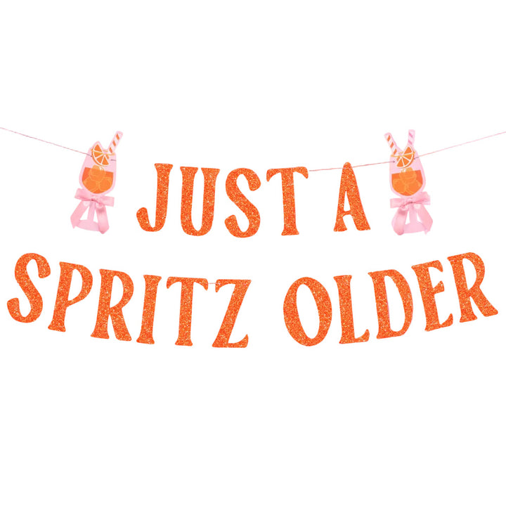 Just A Spritz Older Banner - orange glitter banner xo, Fetti Banners Just A Spritz Older Banner - orange glitter banner Bonjour Fete - Party Supplies