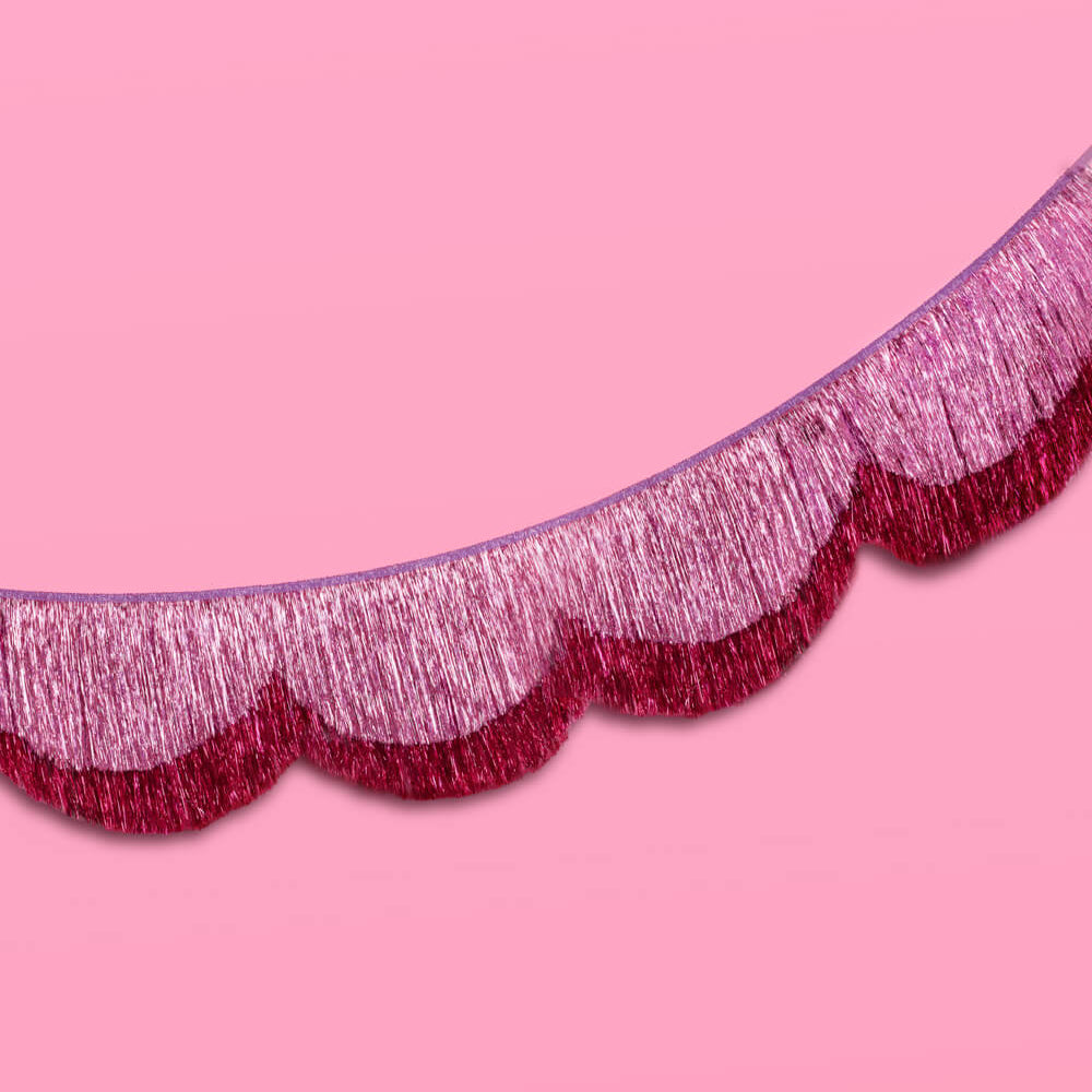 Tickled Pink Fringe - scalloped banner xo, Fetti xo, Fetti Collective Tickled Pink Fringe - scalloped banner Bonjour Fete - Party Supplies