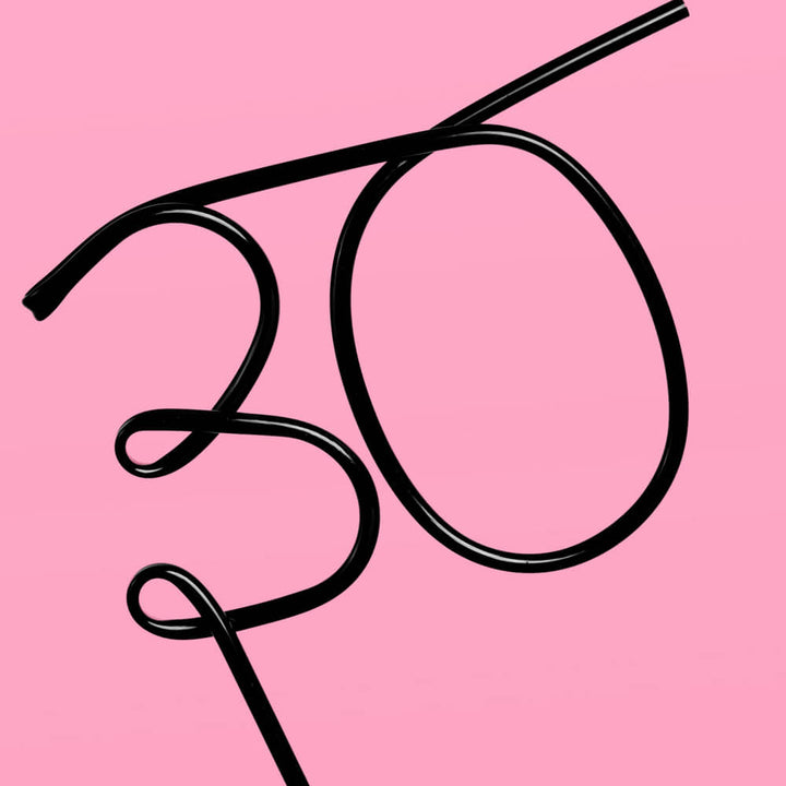 30 XL Straw - XL matte black straw xo, Fetti xo, Fetti Collective 30 XL Straw - XL matte black straw Bonjour Fete - Party Supplies