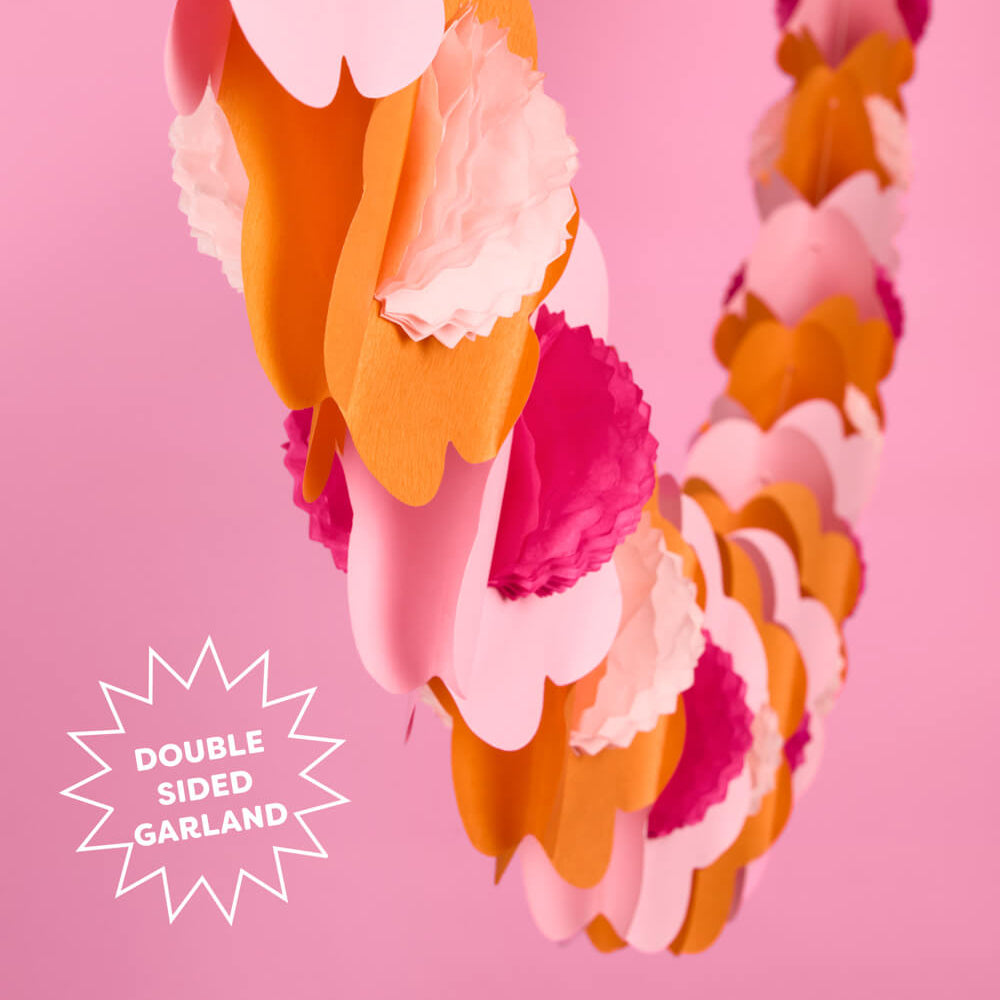 Flower Power Garland - 3D paper banner xo, Fetti xo, Fetti Collective Flower Power Garland - 3D paper banner Bonjour Fete - Party Supplies