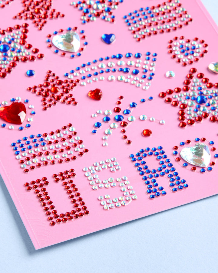 Party in the USA Gems - 33 adhesive gems xo, Fetti face gems Party in the USA Gems - 33 adhesive gems Bonjour Fete - Party Supplies