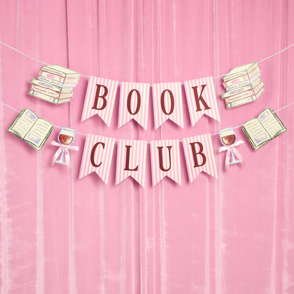 Book Club Banner - pink printed banner xo, Fetti Banners Book Club Banner - pink printed banner Bonjour Fete - Party Supplies