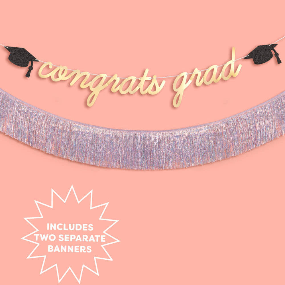 Congrats Grad Banner - two piece banner xo, Fetti xo, Fetti Collective Congrats Grad Banner - two piece banner Bonjour Fete - Party Supplies