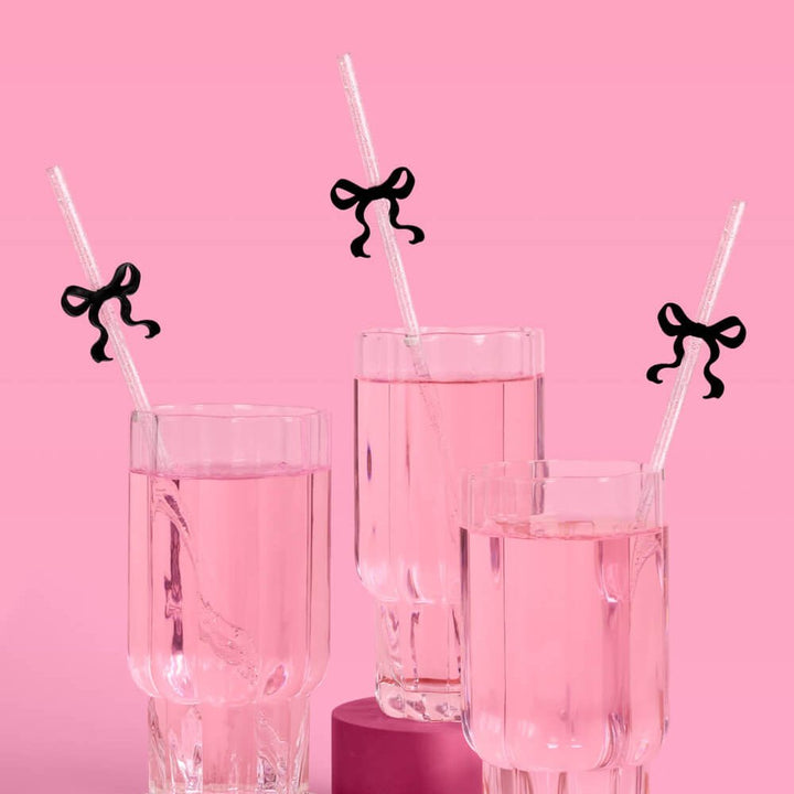 Little Black Bow Straws - 12 reusable straws xo, Fetti straw Little Black Bow Straws - 12 reusable straws Bonjour Fete - Party Supplies