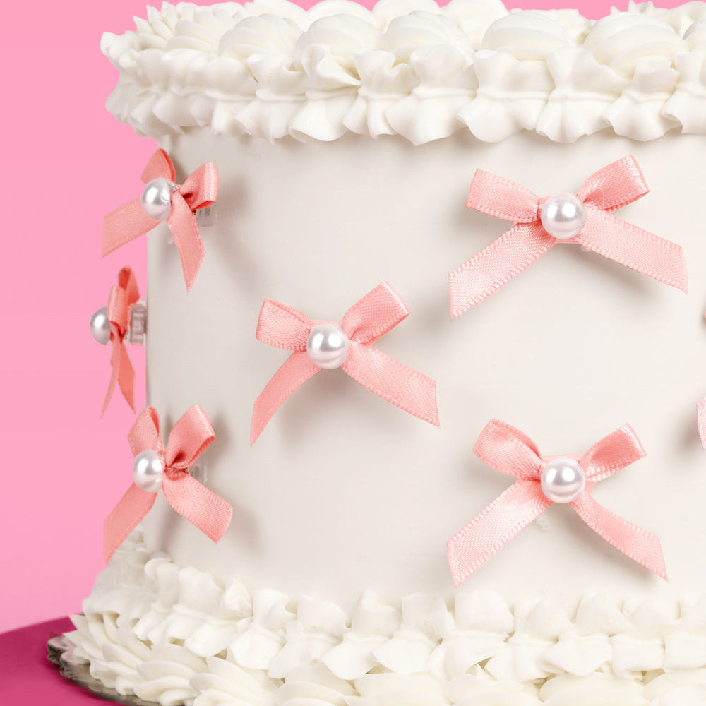 Pink Bow Cake Toppers - 12 pink + pearl cake toppers xo, Fetti cake topper Pink Bow Cake Toppers - 12 pink + pearl cake toppers Bonjour Fete - Party Supplies