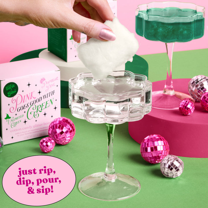 Pink + Green Glitter Bombs - 4 cotton candy glitter bombs xo, Fetti xo, Fetti Collective Pink + Green Glitter Bombs - 4 cotton candy glitter bombs Bonjour Fete - Party Supplies