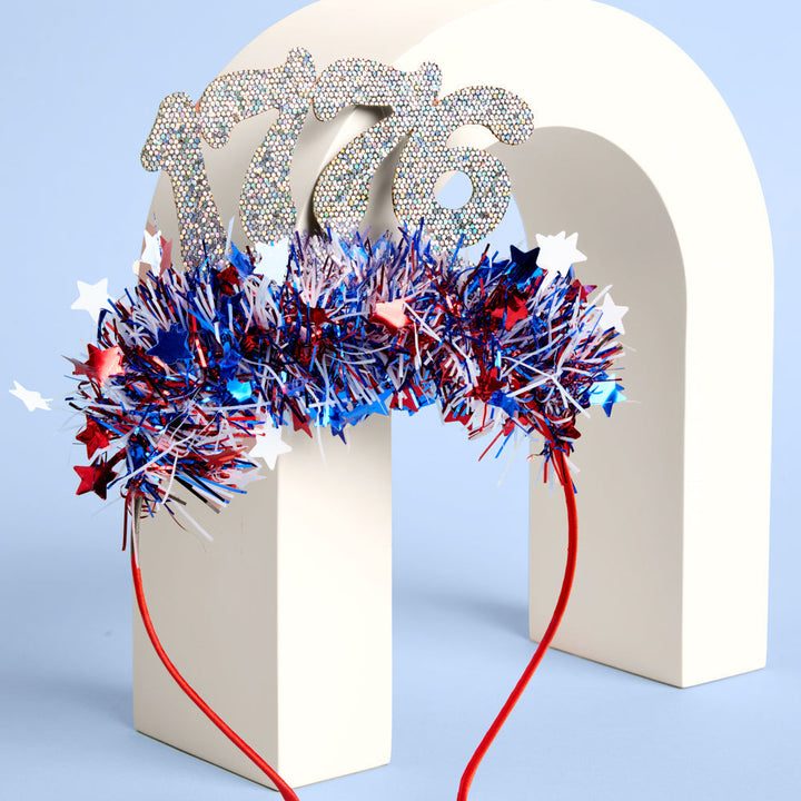 America 250 Headband - patriotic tinsel headband xo, Fetti party headband America 250 Headband - patriotic tinsel headband Bonjour Fete - Party Supplies