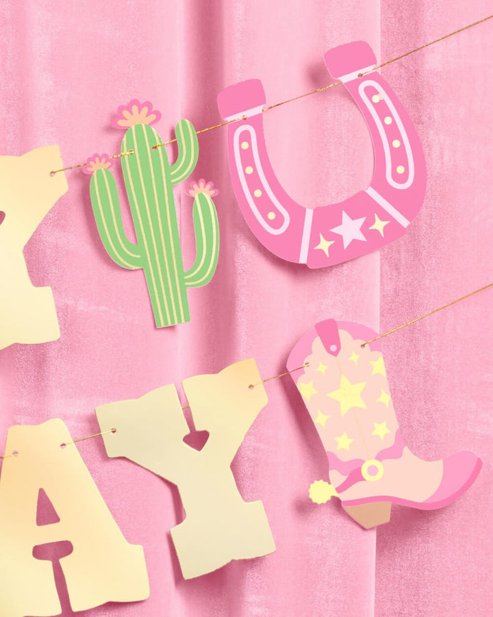 Cowgirl Gold Foil Birthday Banner