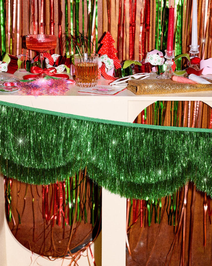 Green Scallop Fringe Christmas Banner