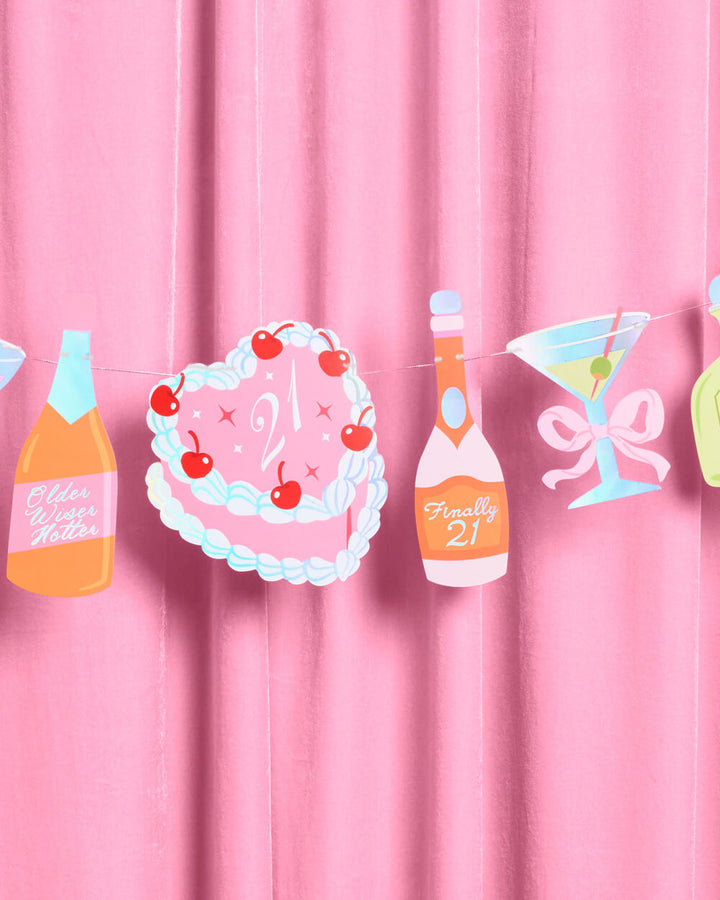 21st Birthday Banner - cocktail garland