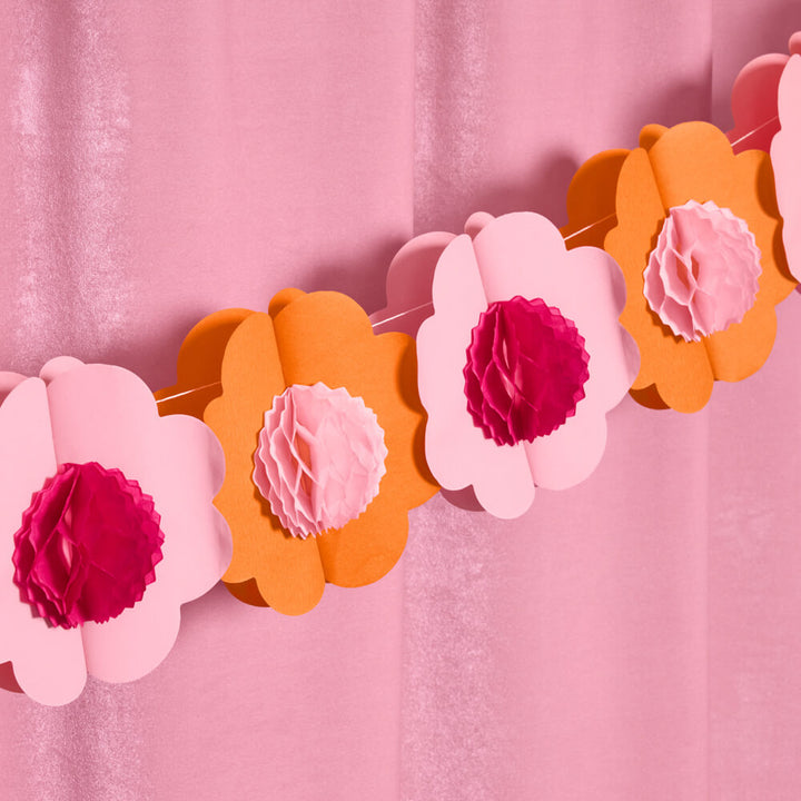 Flower Power Garland - 3D paper banner xo, Fetti xo, Fetti Collective Flower Power Garland - 3D paper banner Bonjour Fete - Party Supplies