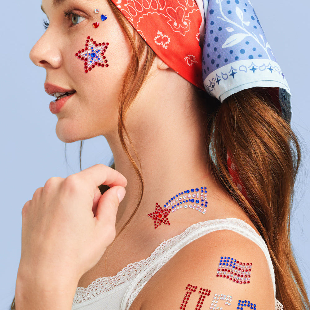Party in the USA Gems - 33 adhesive gems xo, Fetti face gems Party in the USA Gems - 33 adhesive gems Bonjour Fete - Party Supplies