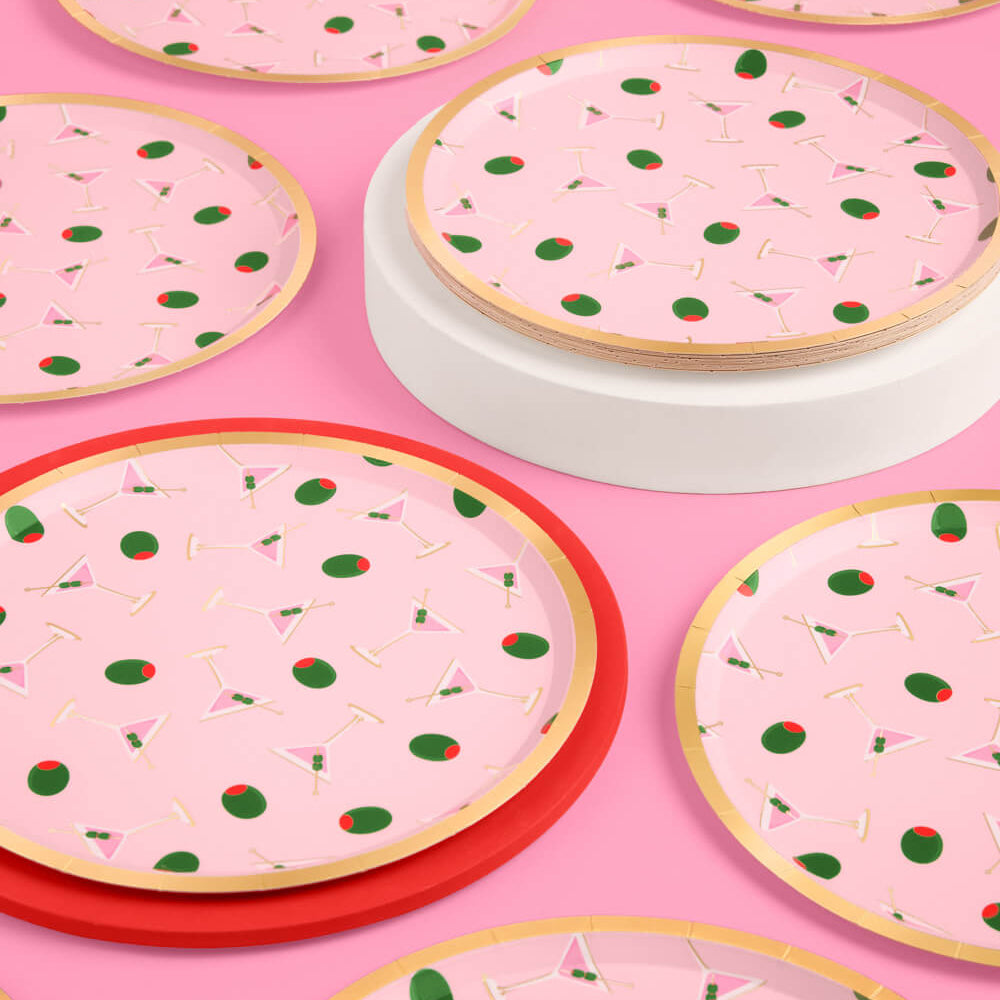 Martini Plates - 25 paper plates xo, Fetti paper plates Martini Plates - 25 paper plates Bonjour Fete - Party Supplies